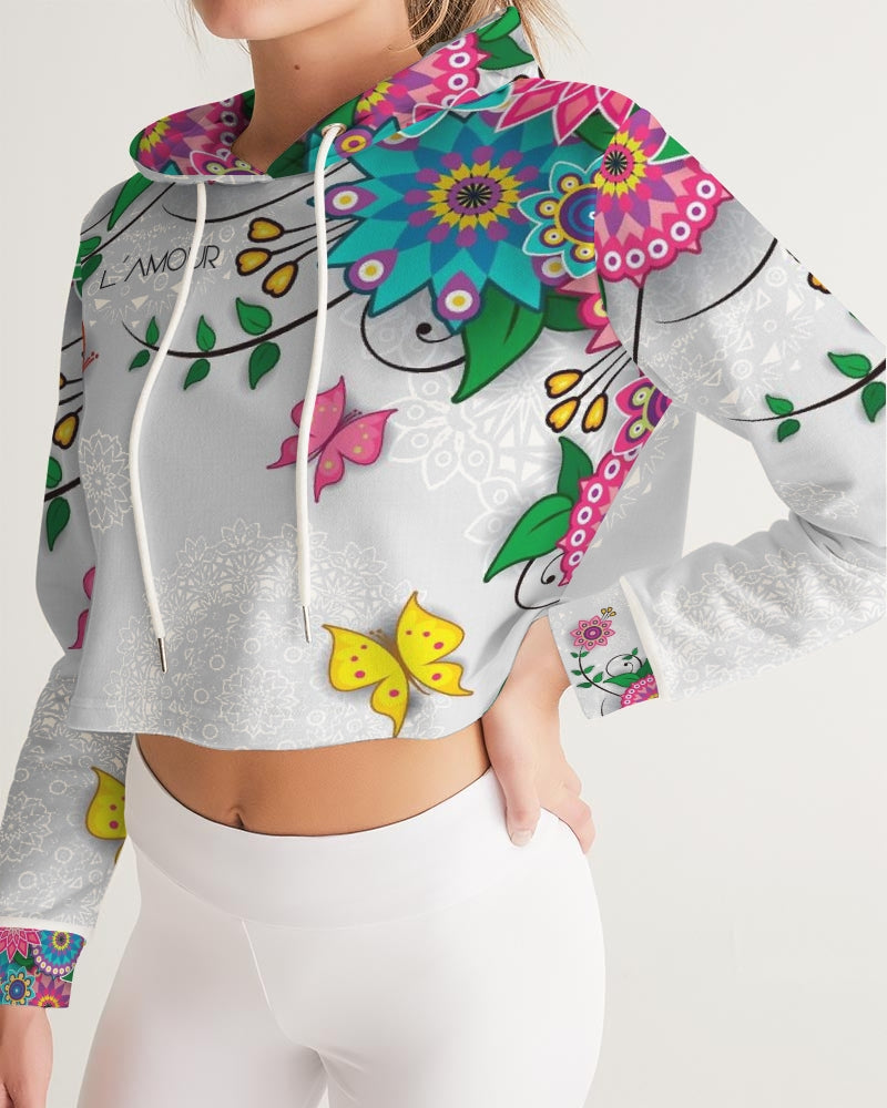 Digital Flowers Women's Cropped Hoodie