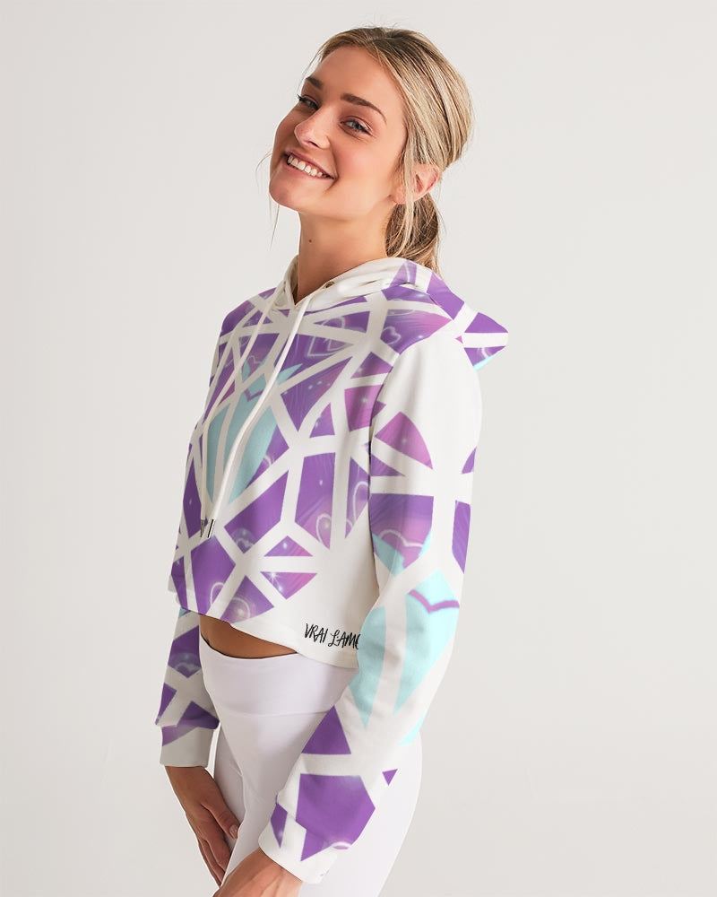 Purple Hearts Women's Cropped Hoodie