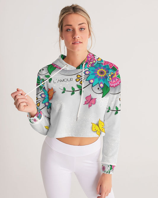 Digital Flowers Women's Cropped Hoodie