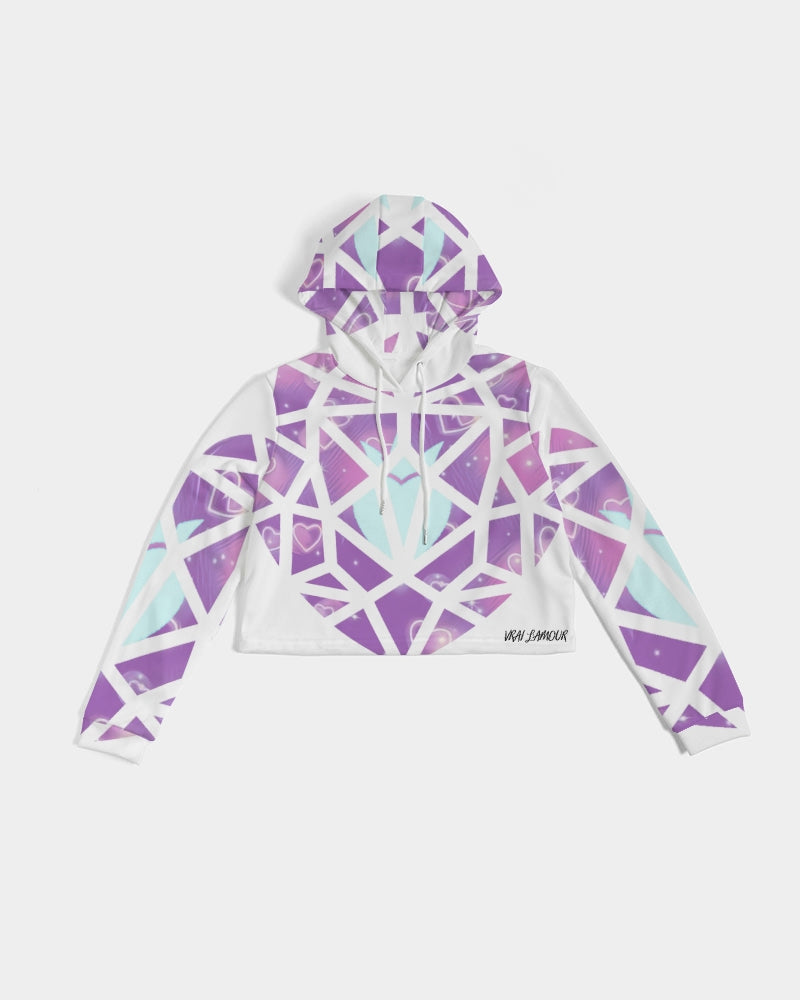 Purple Hearts Women's Cropped Hoodie