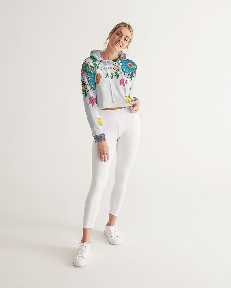 Digital Flowers Women's Cropped Hoodie