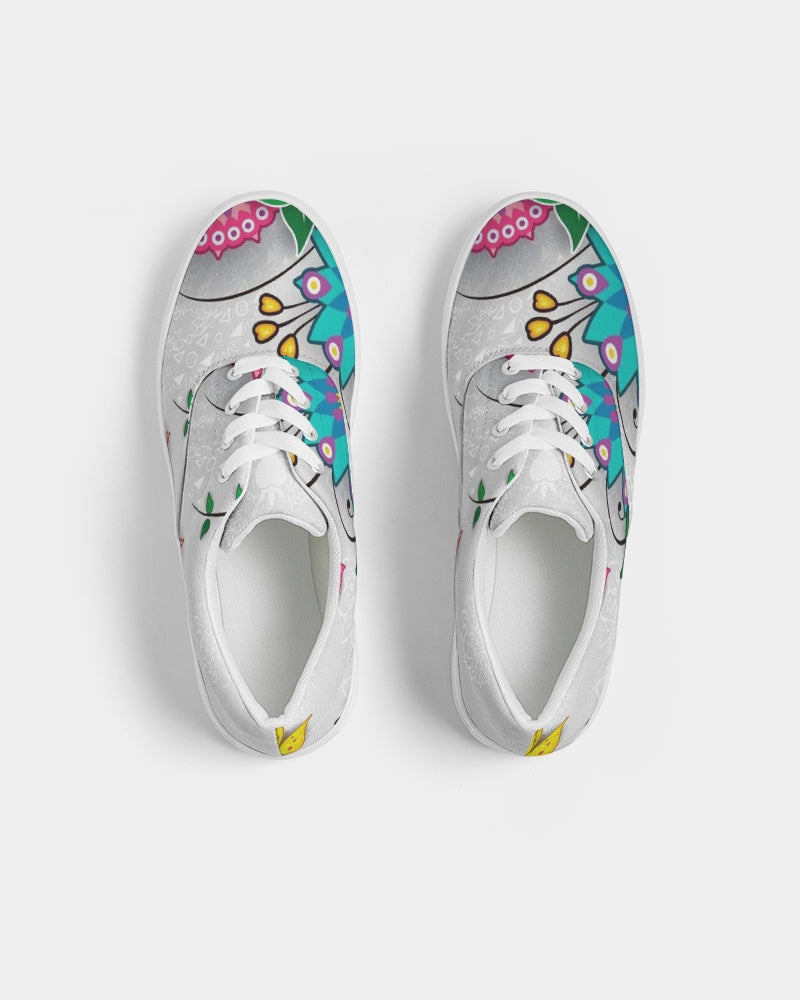 Digital Flowers Women's Lace Up Canvas Shoe