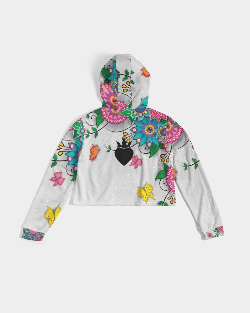 Digital Flowers Women's Cropped Hoodie