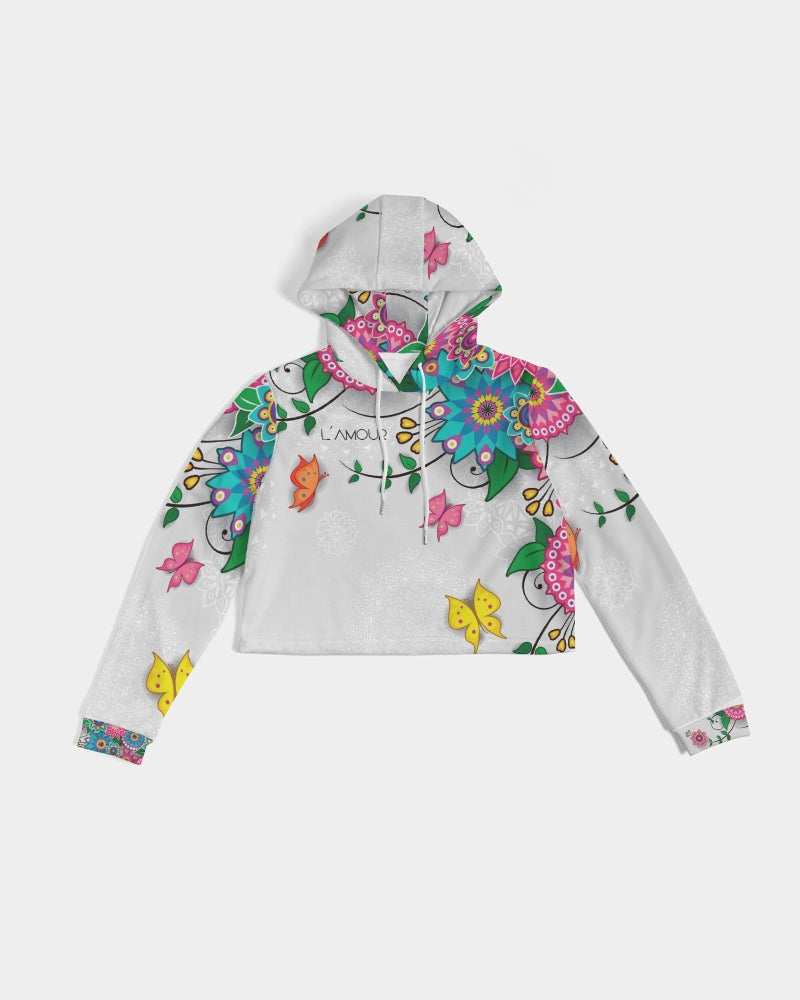 Digital Flowers Women's Cropped Hoodie