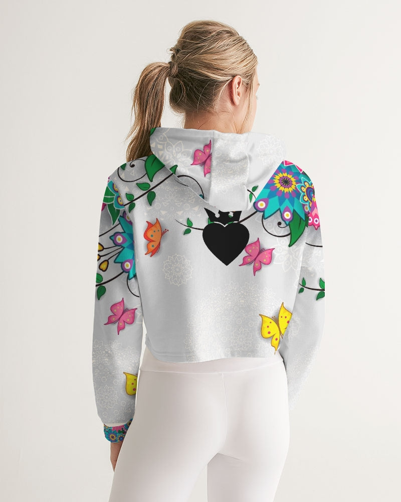 Digital Flowers Women's Cropped Hoodie