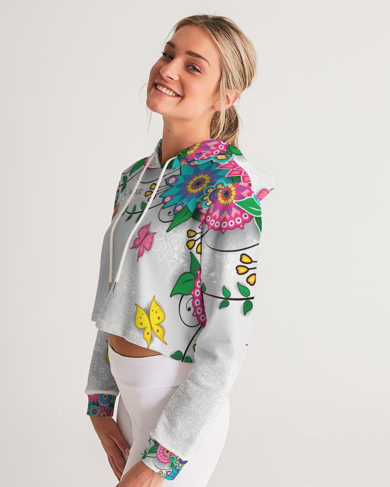 Digital Flowers Women's Cropped Hoodie