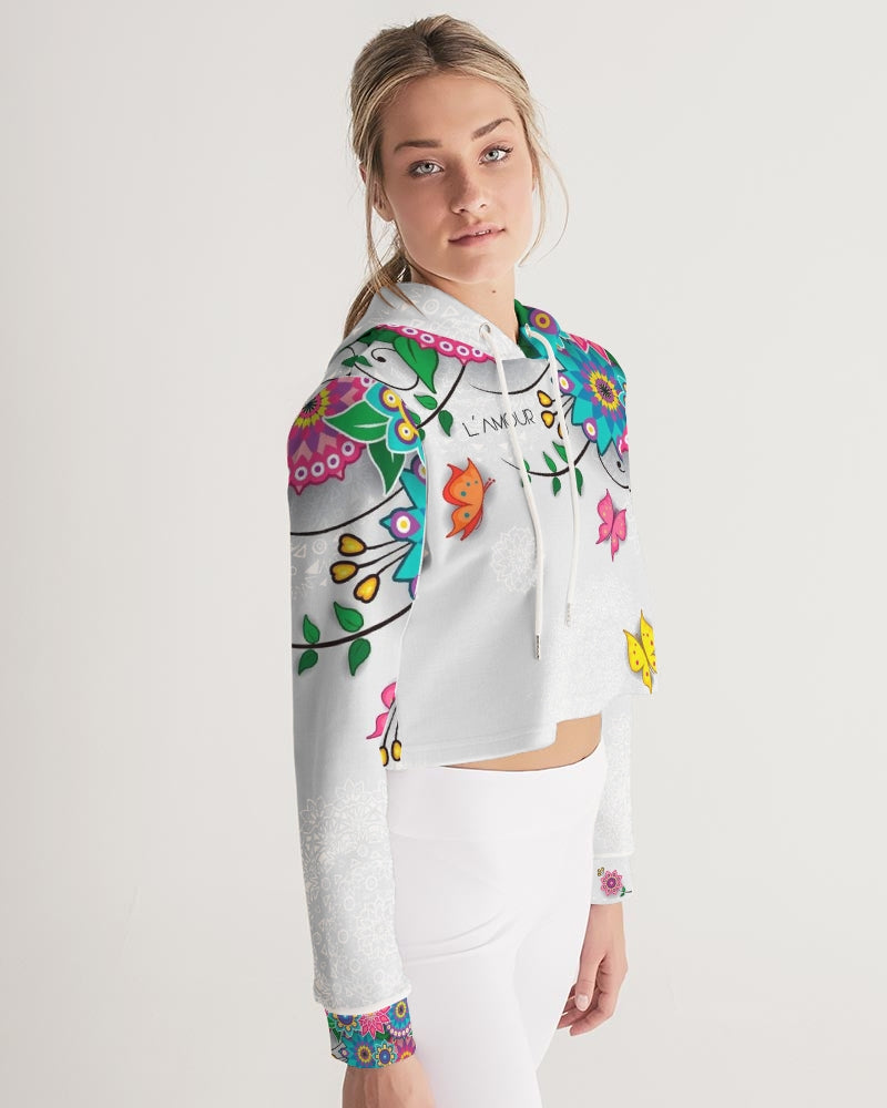 Digital Flowers Women's Cropped Hoodie