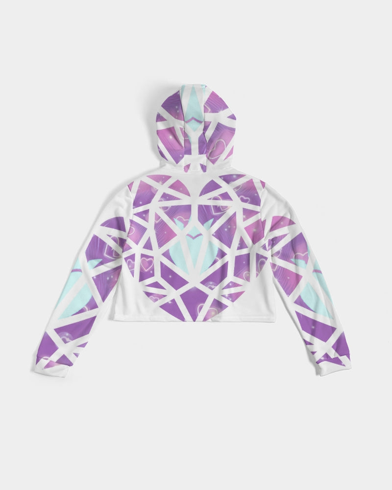 Purple Hearts Women's Cropped Hoodie